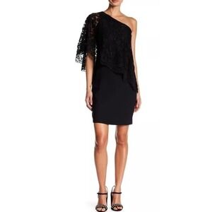 Nanette Lepore Eastern Opulence One-Shoulder Black Lace Dress Size 4 NWT‎